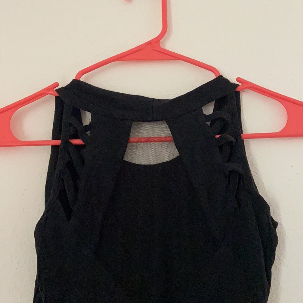 Black high neck top with sheer back